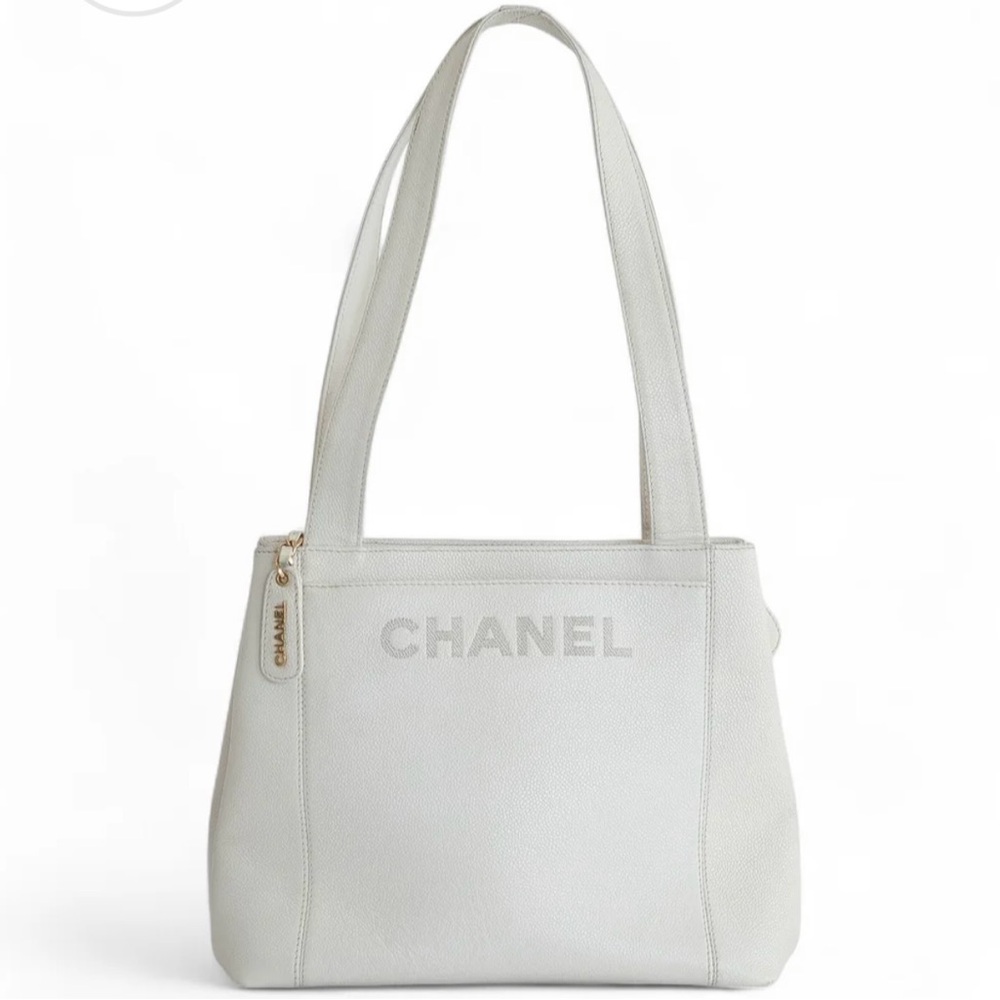 CHANEL Authentic, Elegant Cream Tote Bag!